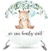 Vert Nous pouvons Bearly Wait Circle Baby Shower Toile de fond