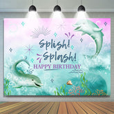 Baleine verte sous la mer Toile de fond joyeux anniversaire