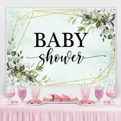 Toile de fond de douche de bébé de paillettes d'or de feuilles géométriques de verdure