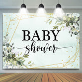 Toile de fond de douche de bébé de paillettes d'or de feuilles géométriques de verdure