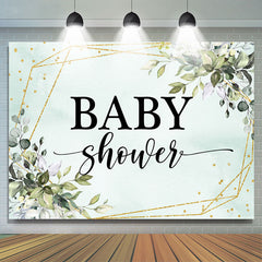 Toile de fond de douche de bébé de paillettes d'or de feuilles géométriques de verdure