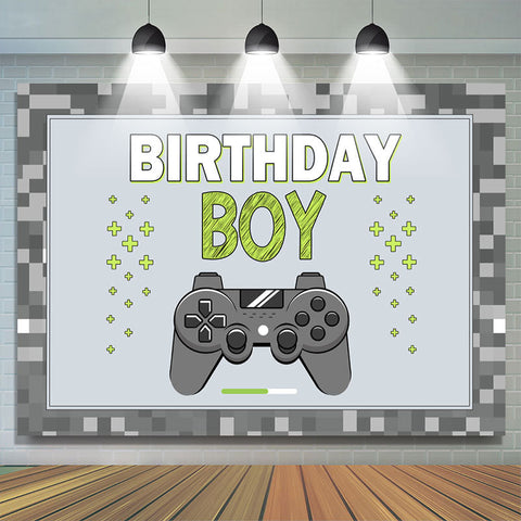 Toile de fond grise de fête d'anniversaire de machine de jeu grise pour le garçon Toile de fond grise de fête d'anniversaire de machine de jeu grise pour le garçon