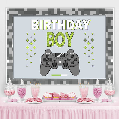 Toile de fond grise de fête d'anniversaire de machine de jeu grise pour le garçon Toile de fond grise de fête d'anniversaire de machine de jeu grise pour le garçon