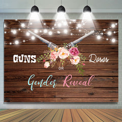 Toile de fond en bois pour fête prénatale Gun ou Rose