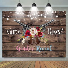Toile de fond de douche de bébé en bois Guns Or Roses