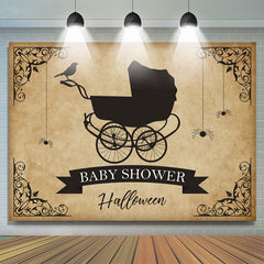 Toile de fond de douche de bébé noir et kaki thème Halloween