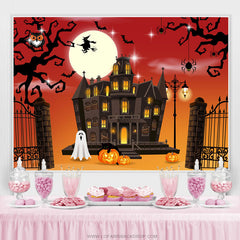 Maison à thème d'Halloween rouge avec toile de fond de douche de bébé orange