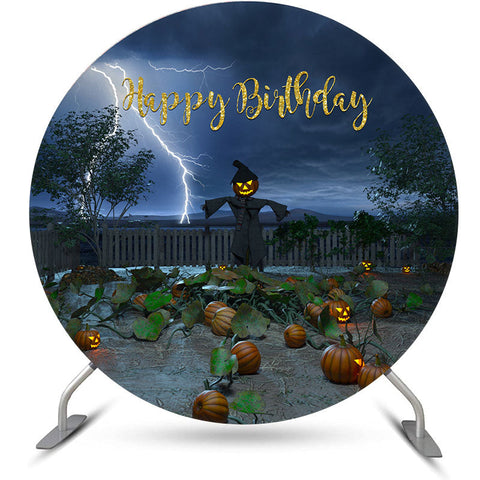 Toile de fond ronde d'anniversaire de citrouille de thème d'Halloween Toile de fond ronde d'anniversaire de citrouille de thème d'Halloween