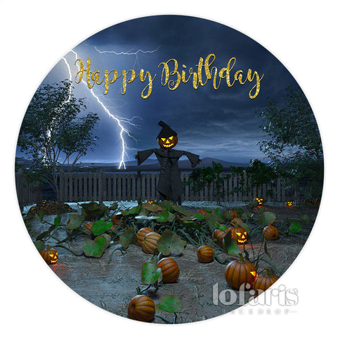 Toile de fond ronde d'anniversaire de citrouille de thème d'Halloween Toile de fond ronde d'anniversaire de citrouille de thème d'Halloween