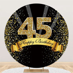 Joyeux anniversaire 45e fête décors ronds à paillettes d'or noir