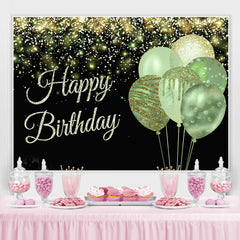 Joyeux anniversaire ballon vert paillettes noir fête toile de fond