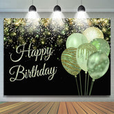 Joyeux anniversaire ballon vert paillettes noir fête toile de fond