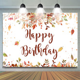 Joyeux anniversaire fond d'anniversaire de feuilles rouges et jaunes