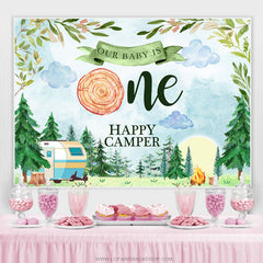 Happy Camper pour le premier anniversaire mignon toile de fond