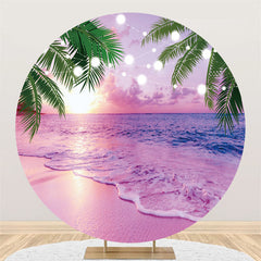 Hawaii Sunset Beach et cocotiers rond toile de fond