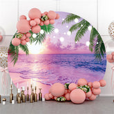 Hawaii Sunset Beach et cocotiers rond toile de fond