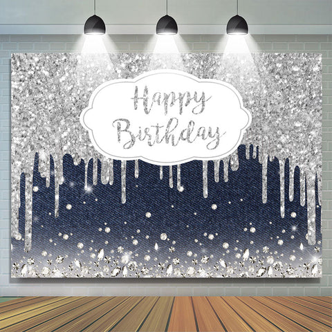 Haze bleu et argent Bokeh joyeux anniversaire toile de fond Haze bleu et argent Bokeh joyeux anniversaire toile de fond