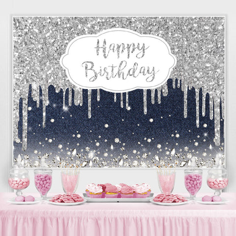 Haze bleu et argent Bokeh joyeux anniversaire toile de fond Haze bleu et argent Bokeh joyeux anniversaire toile de fond
