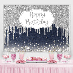 Haze bleu et argent Bokeh joyeux anniversaire toile de fond