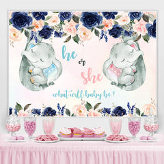 Toile de fond de douche de bébé il ou elle roses roses et bleues