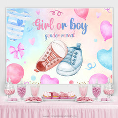 Toile de fond de douche de bébé de sexe de chaussure de ballon de coeur