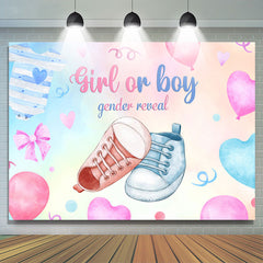Toile de fond de douche de bébé de sexe de chaussure de ballon de coeur