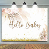Hello Baby Gold Glitter Toile de fond florale pour décor de fête