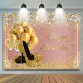Talons Hauts Ballon Or Rose Joyeux Anniversaire Toile De Fond