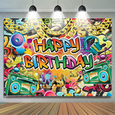 Toile de fond hip hop joyeux anniversaire pour la décoration de fête
