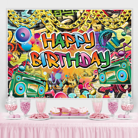 Toile de fond hip hop joyeux anniversaire pour la décoration de fête Toile de fond hip hop joyeux anniversaire pour la décoration de fête