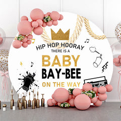 Toile de fond de douche de bébé rond blanc Hip Hop Hourra