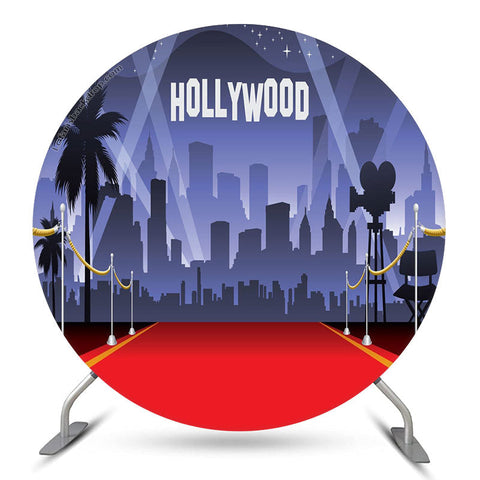 Toile de fond ronde de la grande scène de la ville de nuit d'Hollywood Toile de fond ronde de la grande scène de la ville de nuit d'Hollywood
