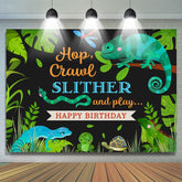 Hop Crawl Slither Jungle Animaux Anniversaire Toile de Fond