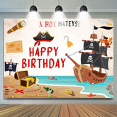 Hoy Mateys Pirate Perroquet Trésor Anniversaire Toile de Fond