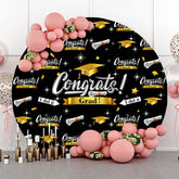 Je l'ai fait Black Gold Congrats Grad Round Backdrop