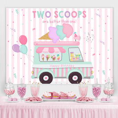 Fond de f¨ote d'anniversaire de camion de th¨¨me de cr¨¨me glac¨|e filles