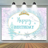 Thème du monde de glace Couronne de princesse Toile de fond joyeux anniversaire
