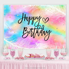 Toile de fond joyeux anniversaire plume irisée pour fille