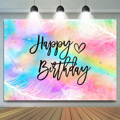 Toile de fond joyeux anniversaire plume irisée pour fille