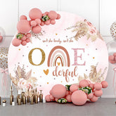 N'est-elle pas une toile de fond d'anniversaire rose cercle floral Onederful
