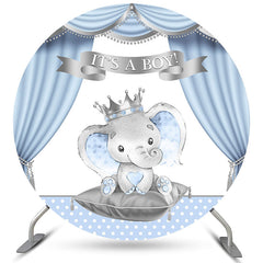 C'est un fond de douche de bébé éléphant bleu et argent garçon