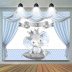 C'est un garçon bleu rideau éléphant points bébé douche toile de fond