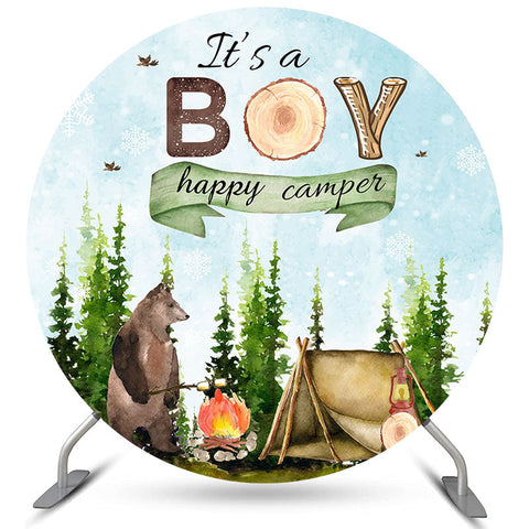 C'est un garçon heureux campeur ours rond toile de fond de douche de bébé C'est un garçon heureux campeur ours rond toile de fond de douche de bébé