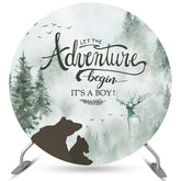 C'est une toile de fond ronde de douche de bébé de forêt de jungle de garçon