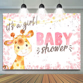 C'est une toile de fond rose mignonne de girafe de fille pour la douche de bébé
