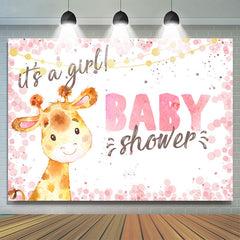 C'est une toile de fond rose mignonne de girafe de fille pour la douche de bébé