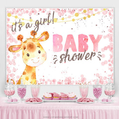 C'est une toile de fond rose mignonne de girafe de fille pour la douche de bébé