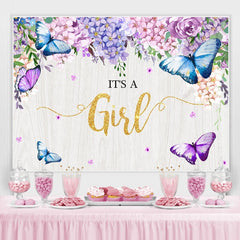 C'est une toile de fond de douche de bébé jardin printemps violet fille