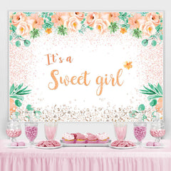 C'est une toile de fond de douche de bébé fleurs orange fille douce