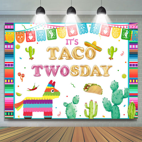 Sa toile de fond de fête d'anniversaire à thème Taco Twosday pour garçon Sa toile de fond de fête d'anniversaire à thème Taco Twosday pour garçon